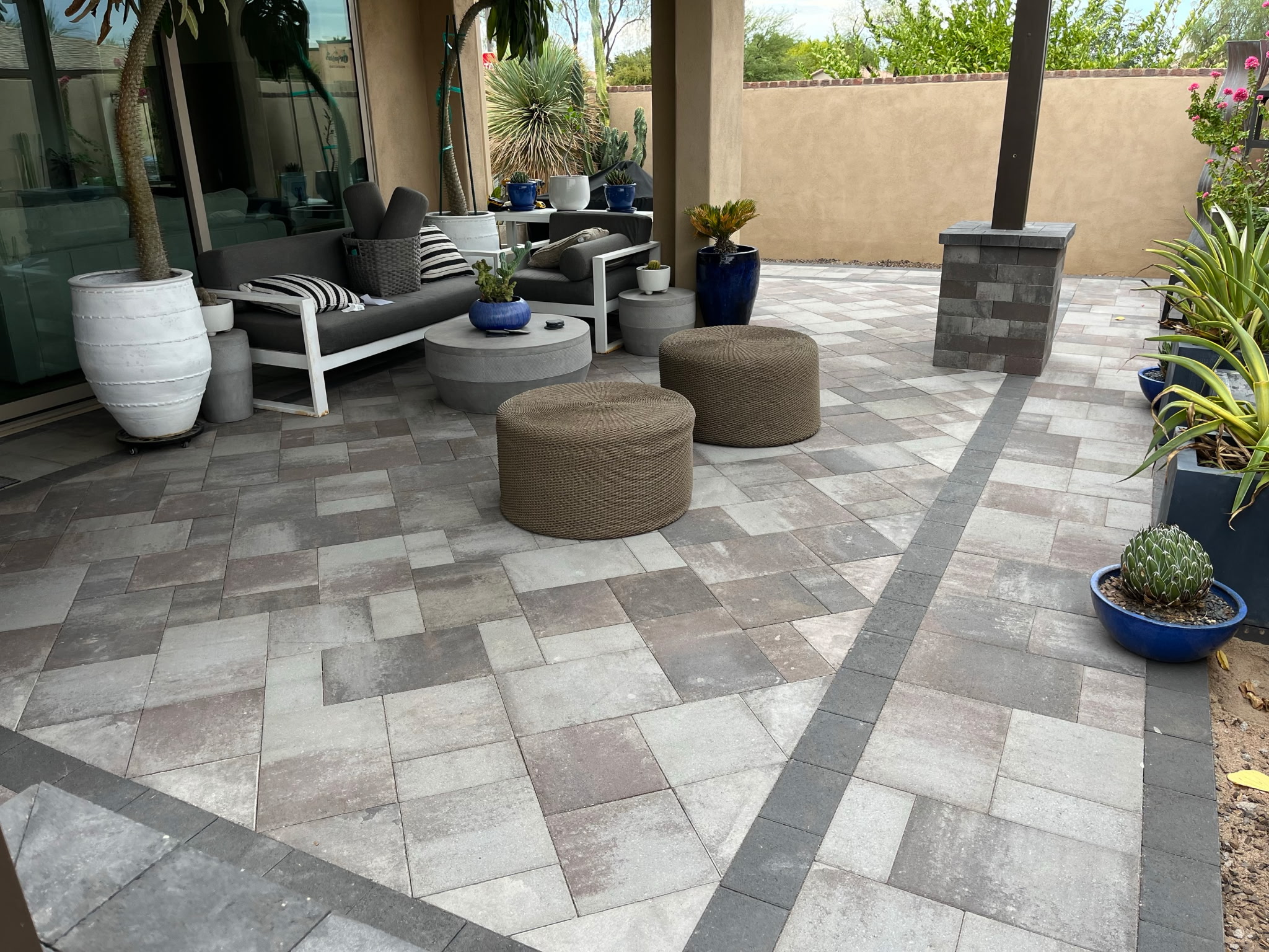 Paver patio showing material texture and pattern