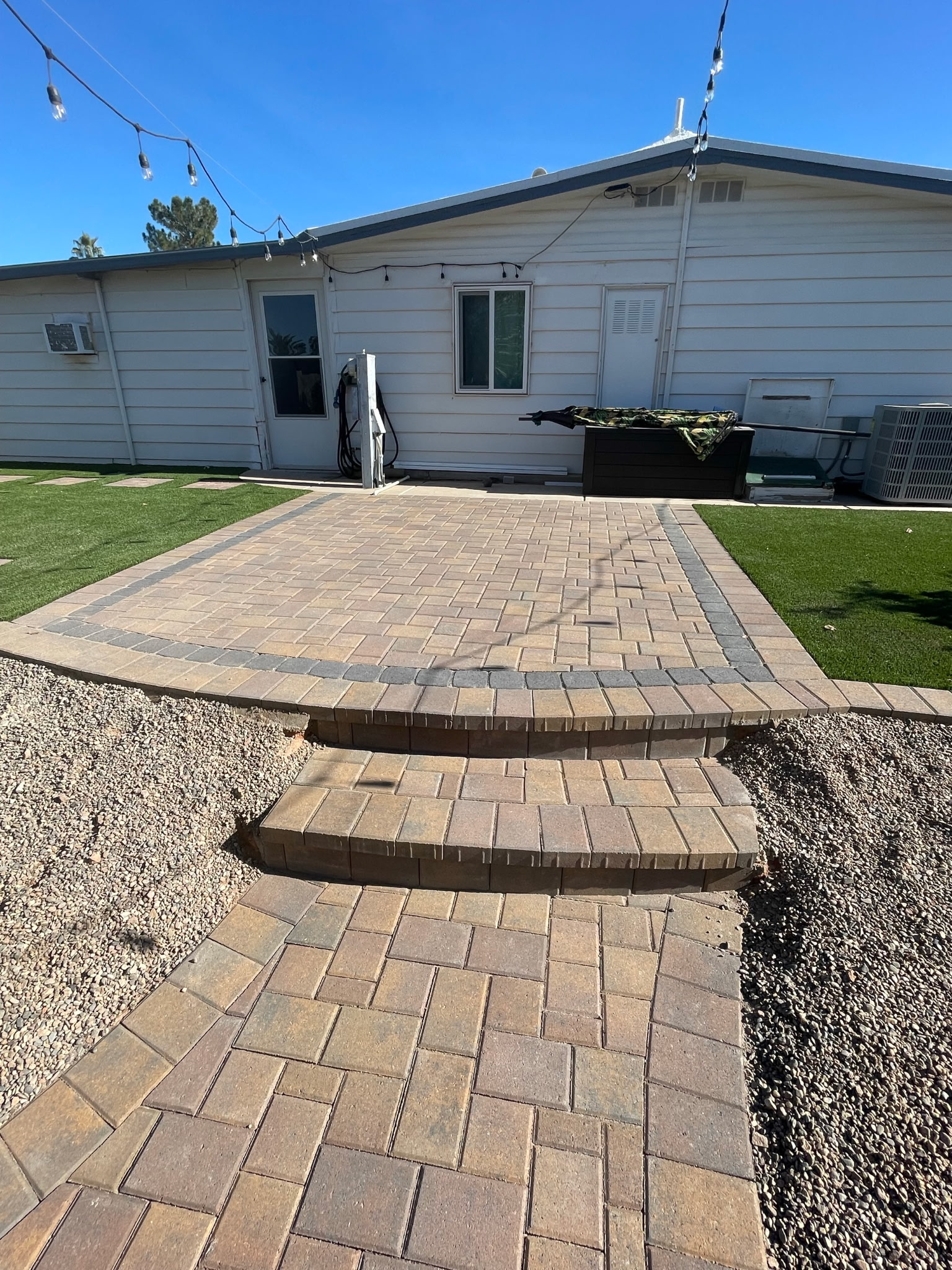 Paver path installed as part of property preparation